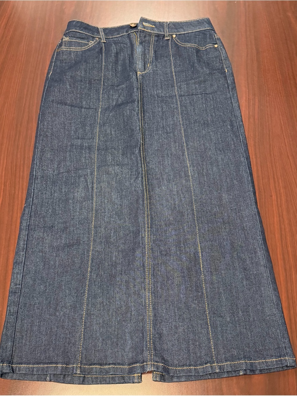 Rachel Zoe Asymmetrical Denim Maxi Skirt in Medium Blue - Picture 4 of 5